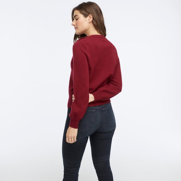 NWT J. Crew Crewneck Sweater with Jeweled Buttons - Picture 2 of 8